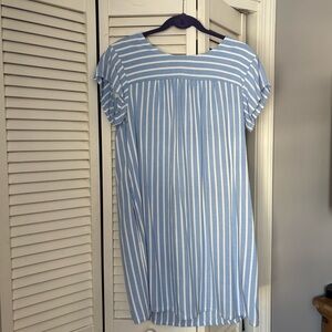 St. John's Bay Light Blue and White Striped Top